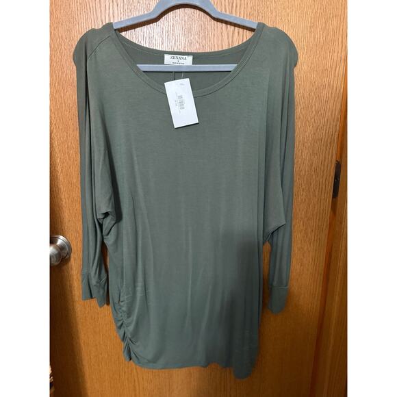 Zenana Cinched Sides 3/4 Sleeve Shirt - Picture 1 of 3